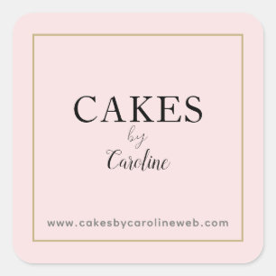 Chic Typography Name Blush Pink Business Website Vierkante Sticker
