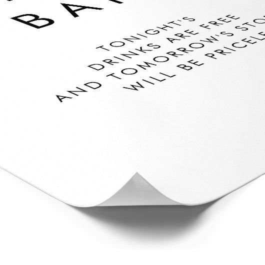 Chic Typography Open Bar Sign Poster (Hoek)