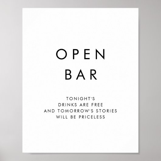 Chic Typography Open Bar Sign Poster (Voorkant)