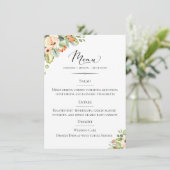 Chic Typography Peach Floral Wedding Menu (Staand voorkant)