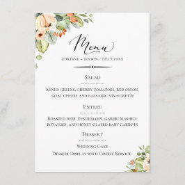 Chic Typography Peach Floral Wedding Menu