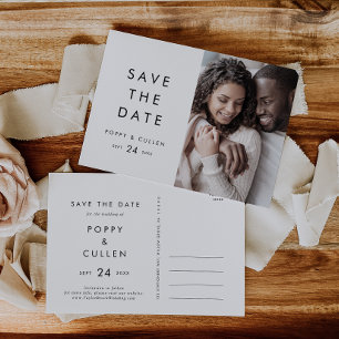 Chic Typography Photo Save the Date Uitnodiging Briefkaart