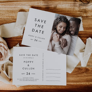 Chic Typography Photo Save the Date Uitnodiging Briefkaart