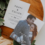 Chic Typography Photo Wedding Kaart<br><div class="desc">Deze uitnodiging voor een chic-typografie-fotobruiloft is perfect voor een moderne bruiloft. Het eenvoudige ontwerp biedt een klassiek, minimalistisch zwart-wit typografie met een rooskleurig boho-gevoel. in elke kleur. Houd het ontwerp minimaal en elegant, zoals het is, of personaliseer het door uw eigen grafiek en kunstwerk toe te voegen. Pas de voorzijde...</div>