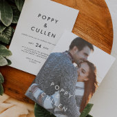 Chic Typography Photo Wedding Kaart