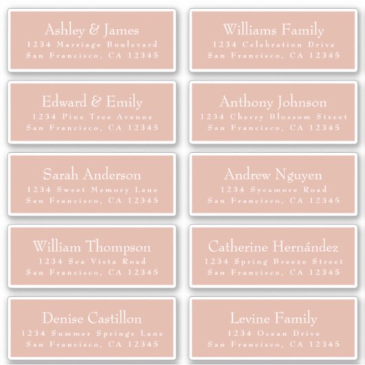 Chic Typography Pink Wedding Guest Adresetiketten Sticker (Voorkant)