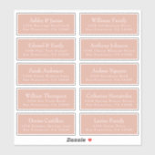 Chic Typography Pink Wedding Guest Adresetiketten Sticker (Vel)