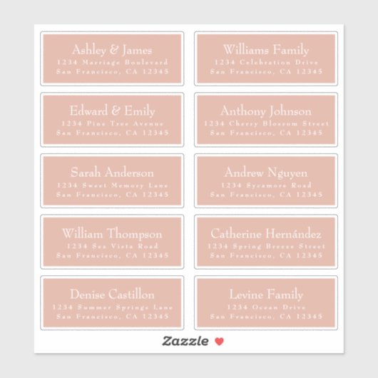 Chic Typography Pink Wedding Guest Adresetiketten Sticker (Vel)