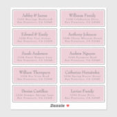 Chic Typography Pink Wedding Guest Adresetiketten Sticker (Vel)