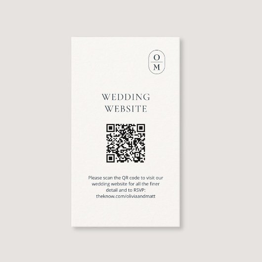 Chic Typography QR Wedding Website Enclosure Card Informatiekaartje
