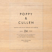 Chic Typography Rustiek Modern Boho Eenvoudige bru Acryl Uitnodigingen (Voorkant)