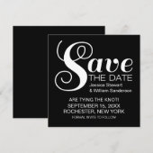 Chic Typography Save the Date Invite, Black (Voorkant / Achterkant)