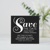 Chic Typography Save the Date Invite, Black (Staand voorkant)