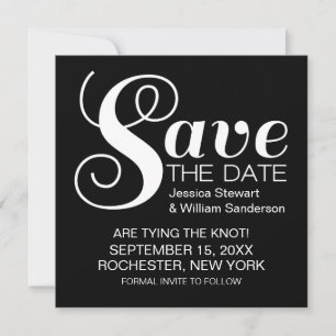 Chic Typography Save the Date Invite, Black