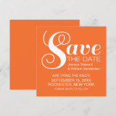 Chic Typography Save the Date Invite, Oranje (Voorkant / Achterkant)