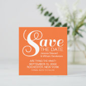Chic Typography Save the Date Invite, Oranje (Staand voorkant)