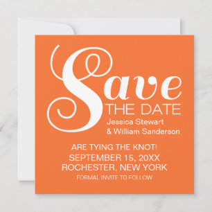 Chic Typography Save the Date Invite, Oranje