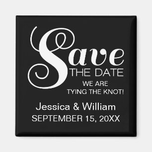 Chic Typography Save the Date Magnet, Black Magneet