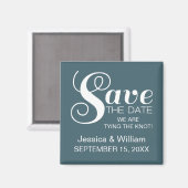 Chic Typography Save the Date Magnet, Blue Magneet (Voorkant / Achterkant)