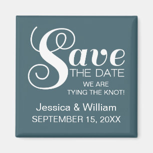 Chic Typography Save the Date Magnet, Blue Magneet