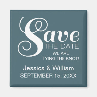 Chic Typography Save the Date Magnet, Blue Magneet