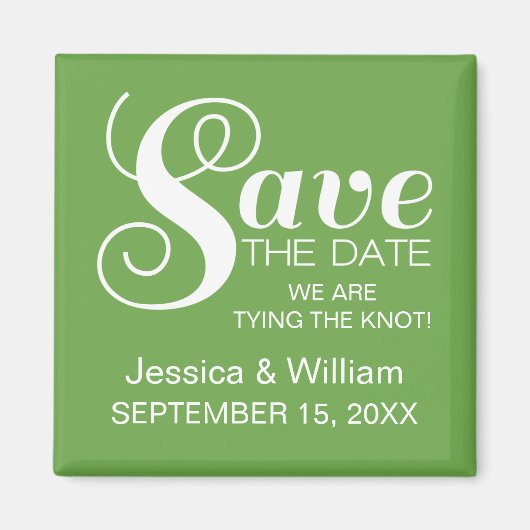 Chic Typography Save the Date Magnet, Green Magneet (Voorkant)