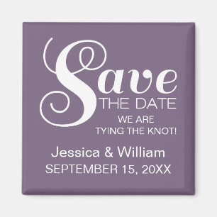 Chic Typography Save the Date Magnet, Paars Magneet