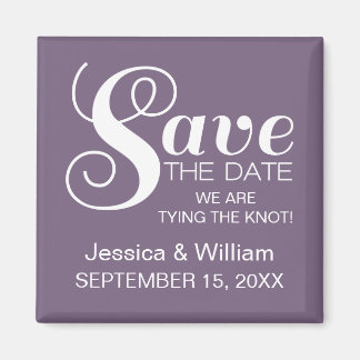 Chic Typography Save the Date Magnet, Paars Magneet