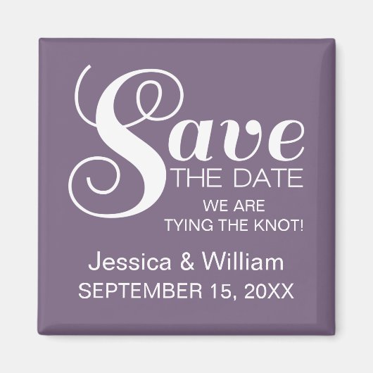 Chic Typography Save the Date Magnet, Paars Magneet (Voorkant)