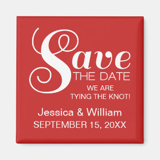 Chic Typography Save the Date Magnet, Red Magneet