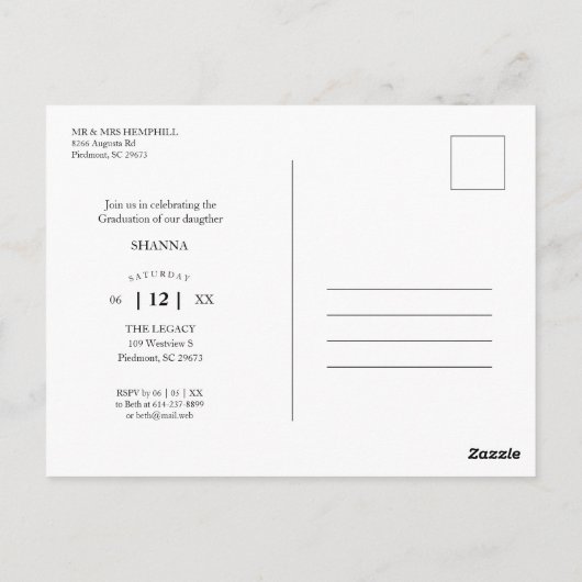 Chic Typography Script Afstuderen School Afstudere Briefkaart (Achterkant)