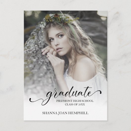 Chic Typography Script Afstuderen School Afstudere Briefkaart (Voorkant)