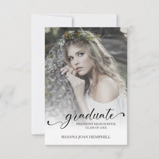 Chic Typography Script Graduate School Graduation Kaart (Voorkant)