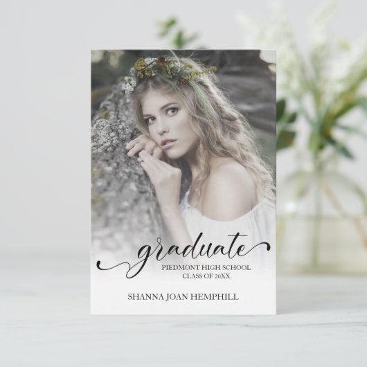 Chic Typography Script Graduate School Graduation Kaart (Staand voorkant)