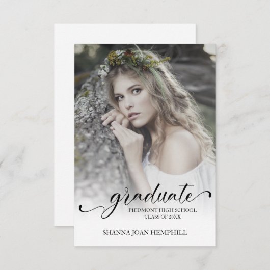 Chic Typography Script Graduate School Graduation Kaart (Voorkant / Achterkant)