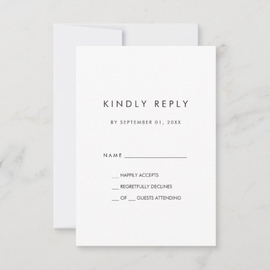 Chic Typography Simple RSVP Card (Voorkant)