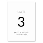 Chic Typography Table Number Kaart (Achterkant)