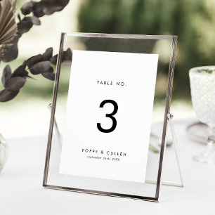 Chic Typography Table Number Kaart
