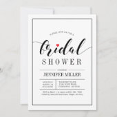 Chic Typography Wedding Bridal Shower Invitations Kaart (Voorkant)