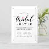 Chic Typography Wedding Bridal Shower Invitations Kaart (Staand voorkant)