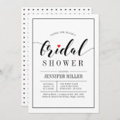Chic Typography Wedding Bridal Shower Invitations Kaart (Voorkant / Achterkant)