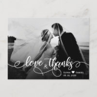Chic Typography Wedding Dank u Foto Briefkaart