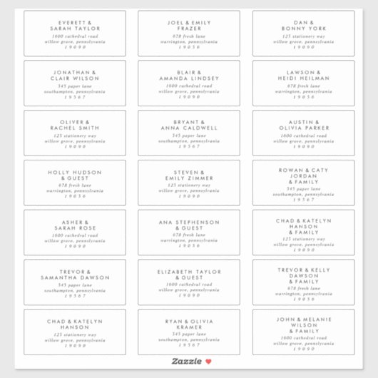 Chic Typography Wedding Guest Adresetiketten Sticker (Vel)