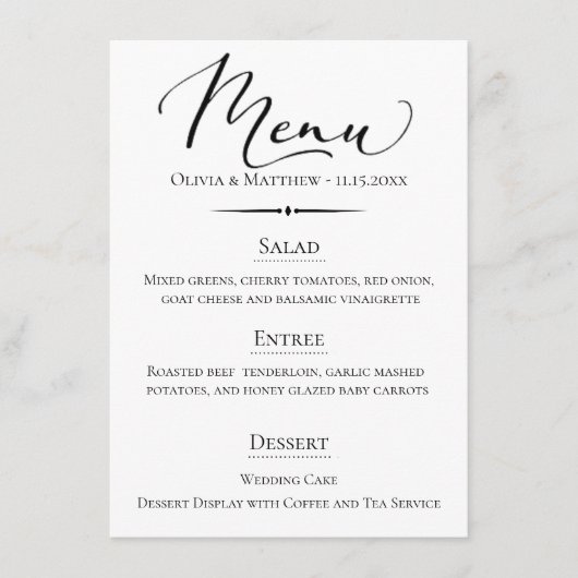 Chic Typography Wedding Menu (Voorkant)