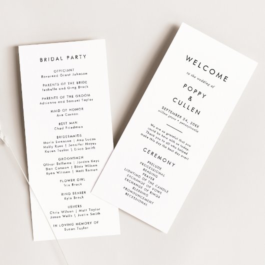 Chic Typography Wedding Programme Programmakaart