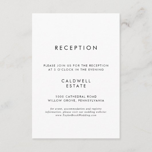 Chic Typography Wedding Reception Informatiekaartje (Voorkant)