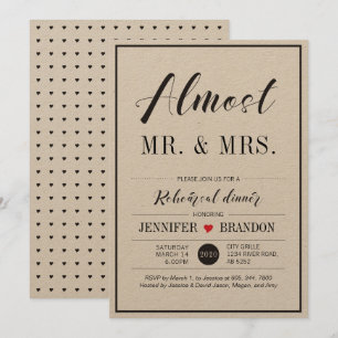 Chic Typography Wedding Rehearsal Dinner Kaart