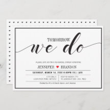 Chic Typography Wedding Rehearsal Dinner Kaart