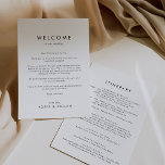 Chic Typography Wedding Welcome Letter & Itinerary<br><div class="desc">Deze leuke trouwe trouwe trouwlucifers zijn perfect voor een moderne bruiloft. Het eenvoudige ontwerp biedt een klassiek, minimalistisch zwart-wit typografie met een rooskleurig boho-gevoel. in elke kleur. Houd het ontwerp minimaal en elegant, zoals het is, of personaliseer het door uw eigen grafiek en kunstwerk toe te voegen. De voorzijde van...</div>