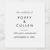 Chic Typography Wedding Wine Label Wijn Etiket (Enkel label)